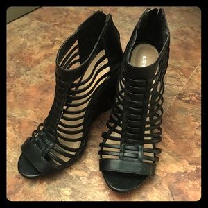 Black Cage Wedges